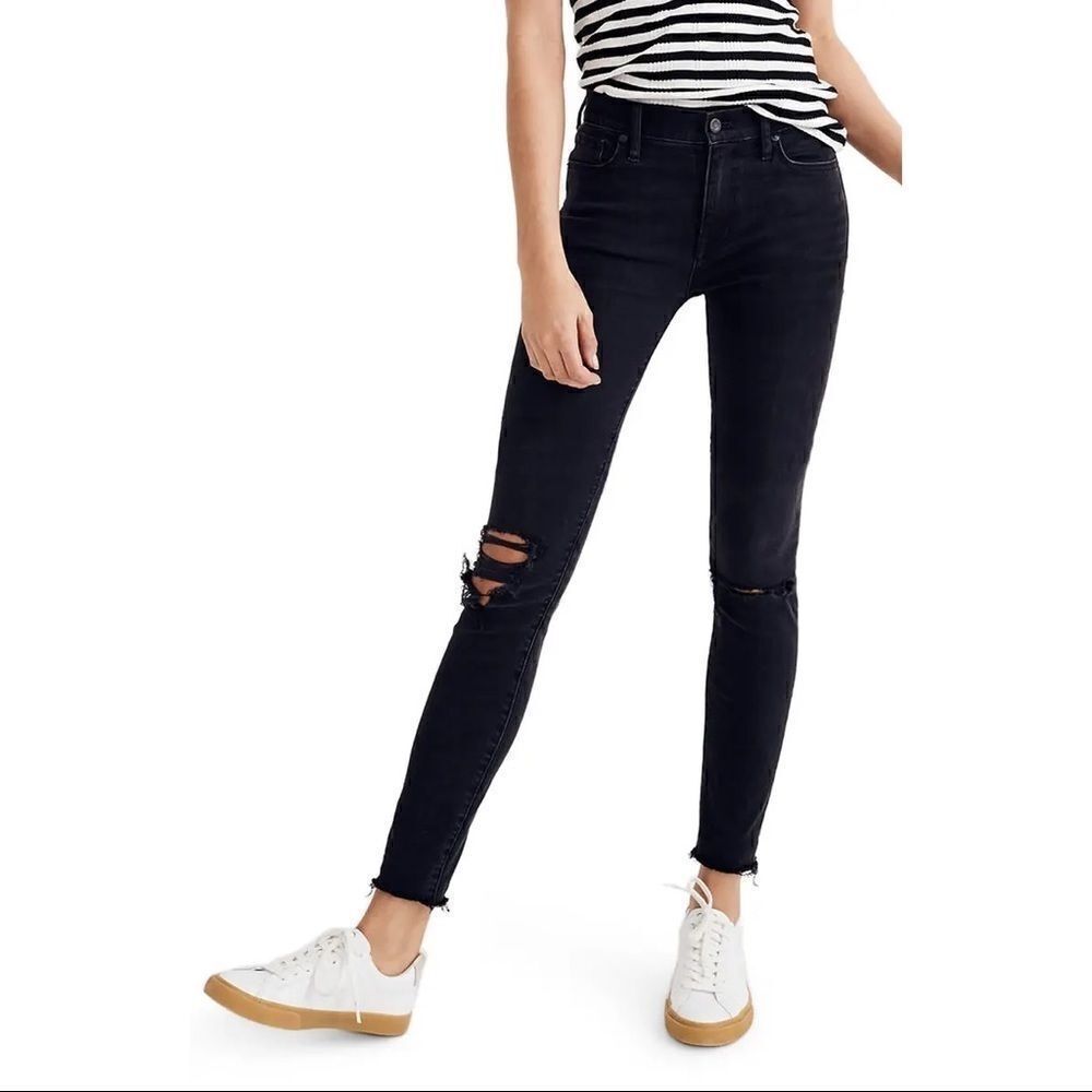 Madewell 9” High-Rise Skinny Distressed Raw Edge Jeans